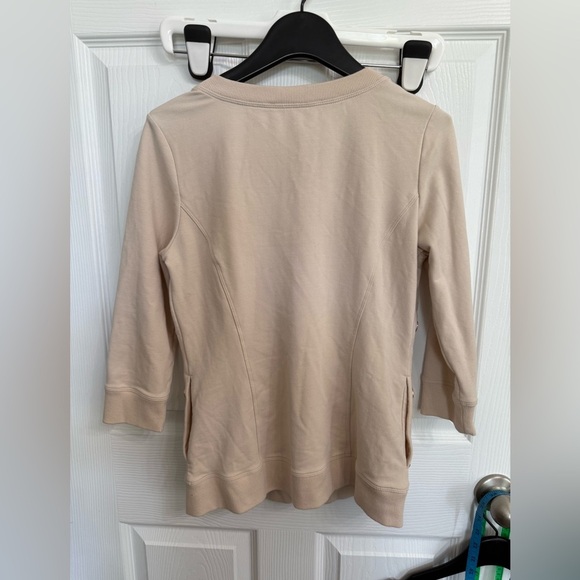 Boston Proper Blush cream Rose Gold Rivets Zip Up Jacket Cardigan S 3/4 Sleeves - Picture 5 of 6